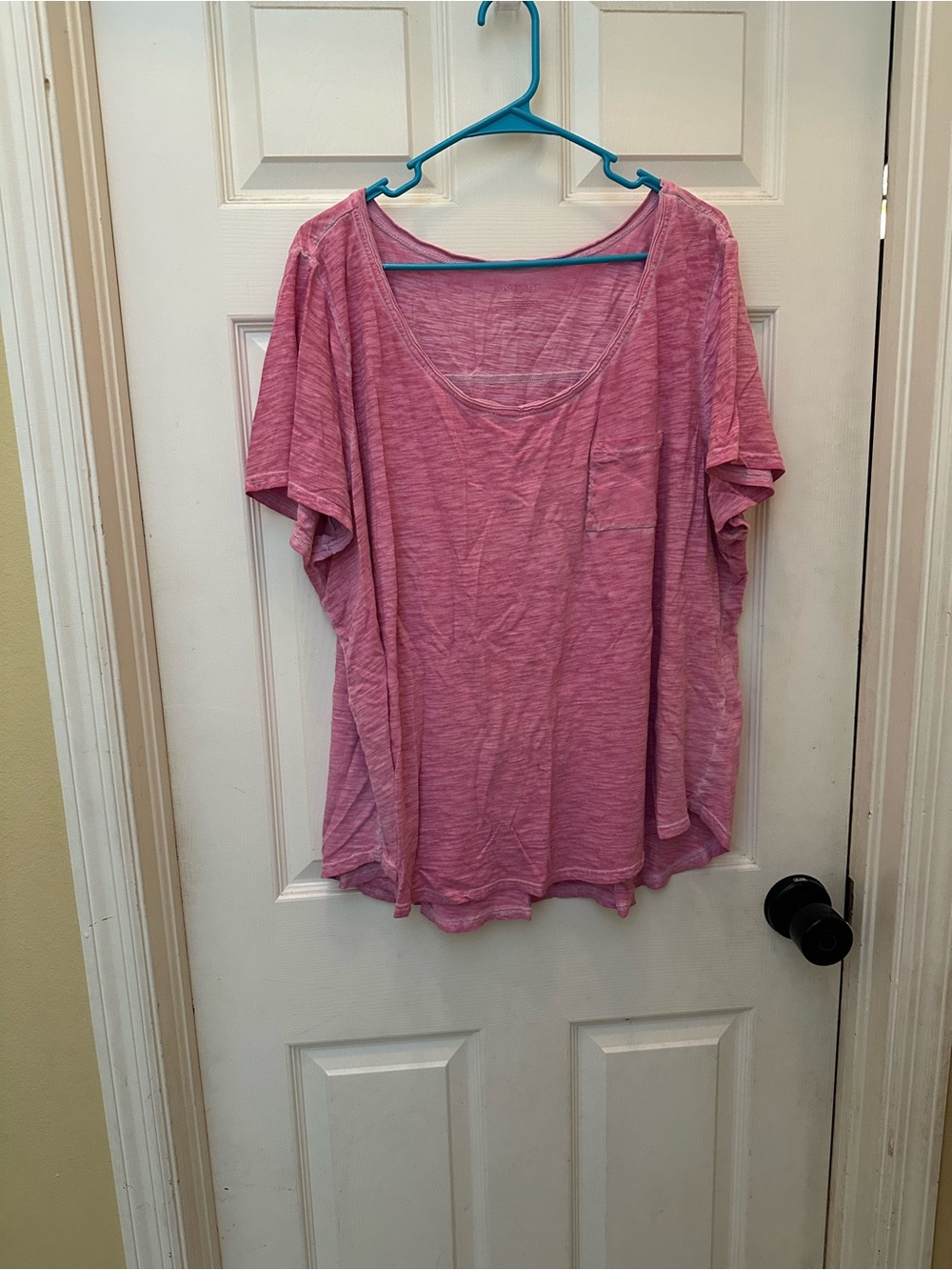Lane Bryant Heathered Pink Scoop Neck Tee with Pocket